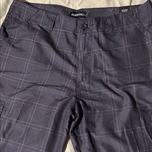 Burnside Dark Plaid Cargo Shorts